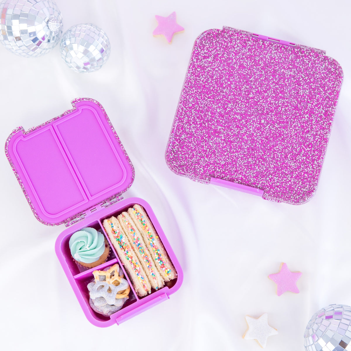 compartment lunch box - Magenta Glitter- Baby Bento